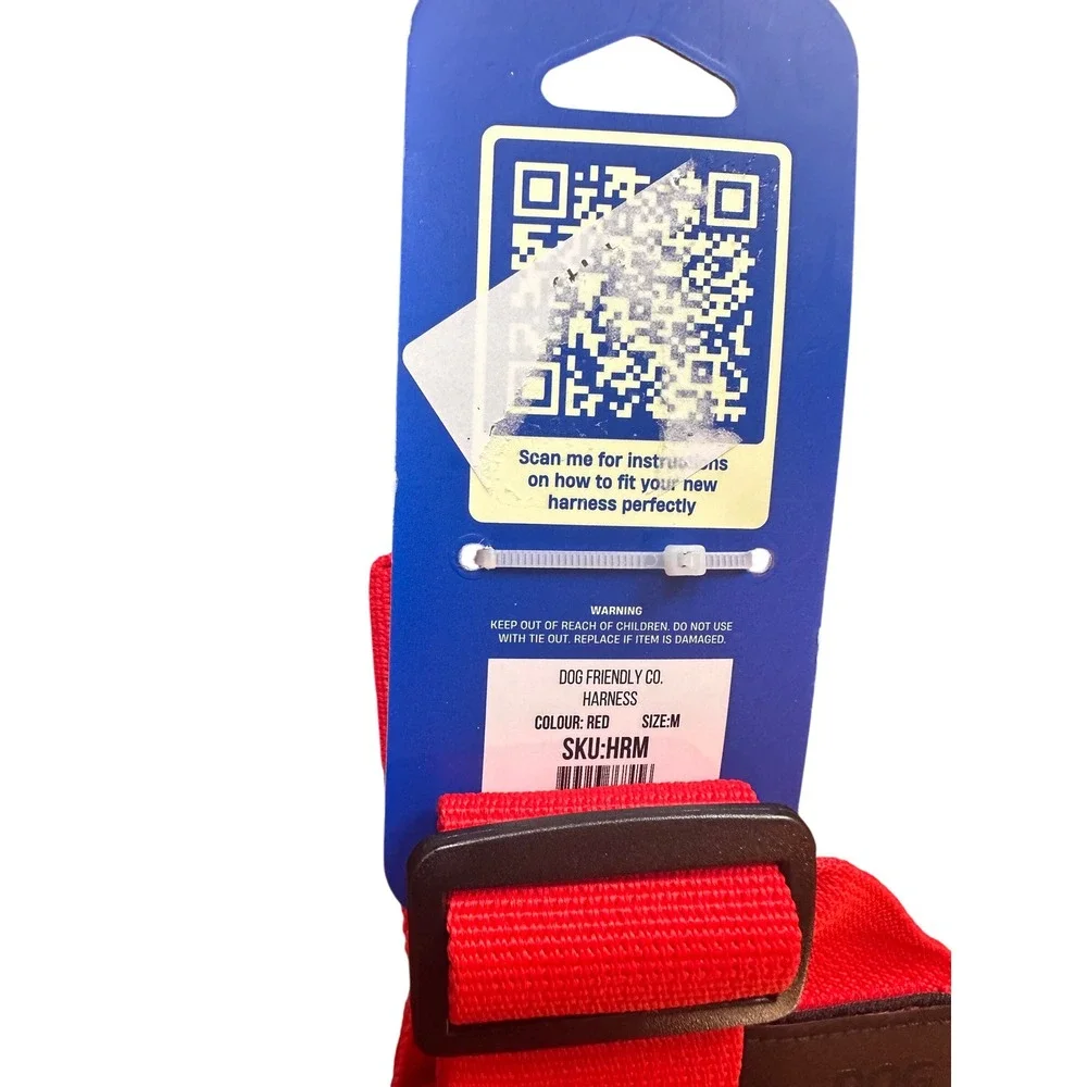 Dog Friendly Co Red Harness Medium Bungee Leash and Poop Bag Holder Set NEW